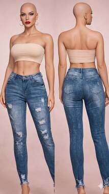 Blue Savvy Raw Hem Distressed Skinny Jeans Women’s Size 14 Stretch Denim